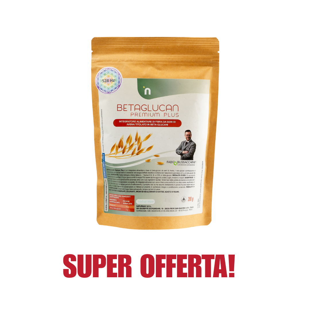 Betaglucan Premium Plus - Fibre Solubili da Avena per Intestino, Colesterolo e Glicemia