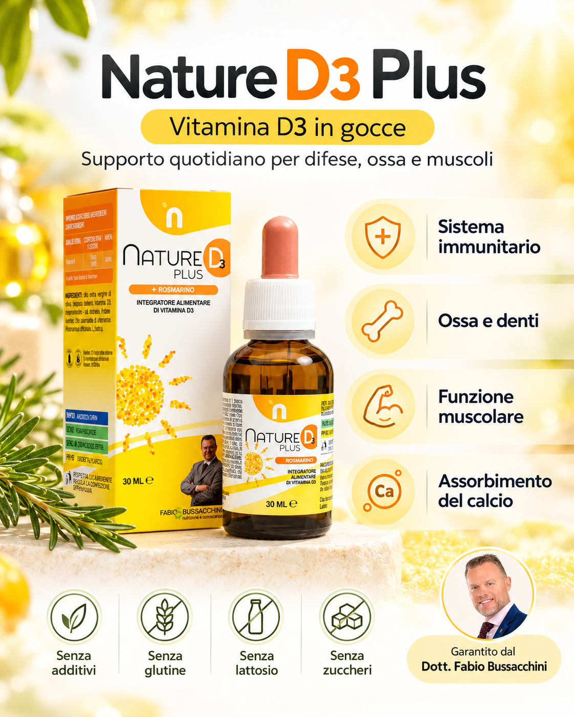Nature D3 Plus - Vitamina D3 per Funzione Cognitiva e Benessere delle Ossa