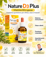 Nature D3 Plus - Vitamina D3 per Funzione Cognitiva e Benessere delle Ossa